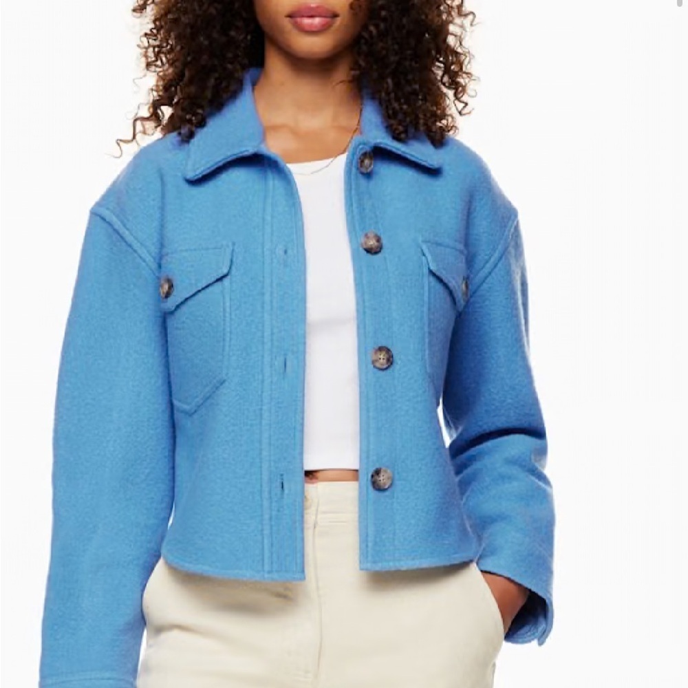 Wilfred Free The Ganna Cropped Shirt Jacket Size  Large 100% Merino Wool NWO